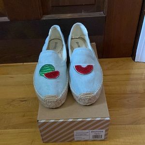 Soludos Watermelon Smoking Slipper Espadrille chambray 9.5